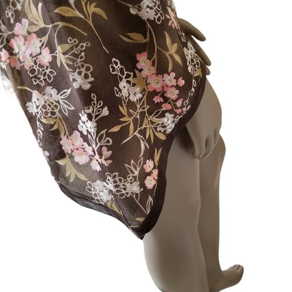 Vtg Dress-U-II By Sharon Blouse Womens 3X Plus Brown Pink Floral Asymmetrical - Picture 9 of 16